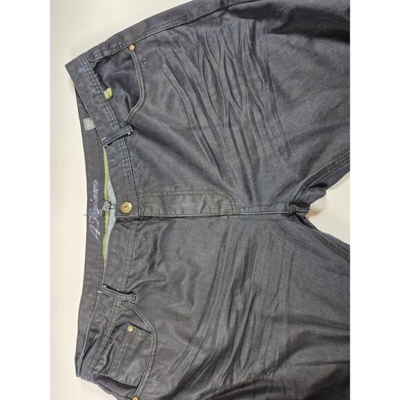 A Tiziano Black Jeans Men's Loose Hip Hop Baggy Leather Flap Pockets Size 48×33 - Picture 7 of 10